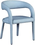Meridian Furniture Sylvester Vegan Leather Dining Chair Rounded Back Light Blue Open. Price: $294.00.
