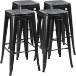 Yaheetech Set Of 4 Metal Bar Stools Black 30 Inch Backless Stackablewithfootrest New. Price: $122.40.
