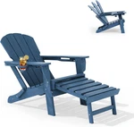 Lounzy Folding Adjustable Adirondack Chair With Retractable Ottoman, Hdpe Reclin New. Price: $132.47.