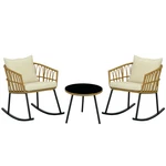 Outsunny 3 Pieces Patio Rocking Chair Set W/ Cushions & Glass Top New. Price: $189.99.