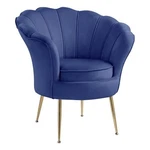 Benjara Lotus 34" Barrel Accent Chair With Scalloped Back- Padded- Blue Velvet New. Price: $179.99.