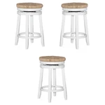 Pemberly Row Swivel Rush Wood Counter Stool In White - Set Of 3 New. Price: $310.31.