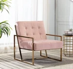Ravia Velvet Upholstered Accent Chair With Gold Metal Frame, Blush Pink, New. Price: $149.99.