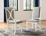 Roundhill Furniture Belleza Antique White Solid Wood Upholstered Dining Chairs, New. Price: $279.99.