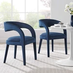 Modway Pinnacle Performance Velvet Dining Chair Set Of Two Midnight Blue New. Price: $429.70.