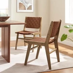 Modway Saoirse Faux Leather Wood Dining Side Chair - Set Of 2 Walnut Brown New. Price: $283.50.
