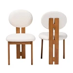 Baxton Studio 2PC Kacela Boucle Fabric And Wood Dining Chair Set Cream/walnut New. Price: $172.99.