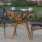 Emma + Oliver Colmar Indoor/outdoor Bistro Table - Navy & White Woven Pe Rattan New. Price: $237.99.