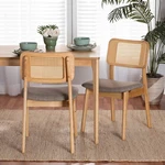 Baxton Studio 2PC Dannon Fabric And Wood Dining Chairs: Mid-century, Open. Price: $147.04.