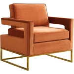 Maklaine Contemporary 19"H Velvet Accent Chair Cognac And Gold New. Price: $546.55.