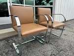 Authentic 2010 Mies Van Der Rohe For Knoll Flat Bar Brno Chair In Brown Leather Used. Price: $1595.00.