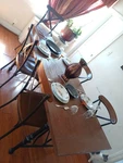 Homelegance Millwood 6-PIECE Dining Set Table + 5 Chairs Brown/black Industrial Used. Price: $2500.00.