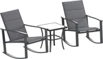 Brazos 3-PIECE Outdoor Rocking Chair Bistro Set With Glass Top Table, Black New. Price: $460.99.