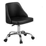 Benjara Yim 22" Adjustable Swivel Office Chair- Black Faux Leather- Chrome Base New. Price: $233.99.