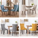 Set Of 2 Tufted Dining Chairs Velvet Upholstered Kitchen Side Wood Legs New. Price: $161.99.