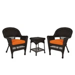 Jeco 3 Piece Wicker Conversation Set In Espresso With Orange Cushions New. Price: $396.07.