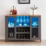 Garveehome 47.2" Bar Cabinet Liquor With Led Light,wine And Glass Rack New. Price: $175.99.