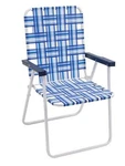 Rio Brands 16" Extended Height Seat Back Folding Web Lawn Chair, Blue/white New. Price: $71.60.