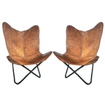97HS Pair Genuine Leather Butterfly Chair Modern Sling Accent Seat New. Price: $449.99.