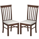 Homcom Farmhouse Wooden Dining Chairs Set Of 2, Dark Brown And Beige New. Price: $93.99.
