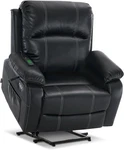 Petite Power Lift Recliner Chair With Massage, Heat & Usb - Black Faux Leather New. Price: $1000.99.