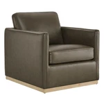 Chita Genuine Leather Swivel Accent Chair, Fsc Certified Modern Arm New. Price: $468.99.