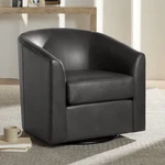 Studio 55D Barrel 30 3/4" Wide Dark Gray Faux Leather Swivel Chair New. Price: $599.99.