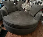 Modern Oversized Round Barrel Chair. From Jos And Main, Retail $900. Used. Price: $200.00.