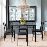 Gymax 5 Piece Dining Set Glass Top Table & 4 Upholstered Chairs Kitchen Room Fur New. Price: $269.00.