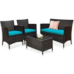 Patiojoy 4PCS Rattan Furniture Set Cushioned Sofa Chair W/ Tableturquoise New. Price: $159.99.