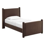 Maklaine Performance Velvet Upholstered Twin Platform Bed Chocolate Brown New. Price: $483.32.