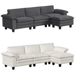 Homcom Sectional Sofa, Shaped Couch With Deep Seat, Ottoman New. Price: $648.99.