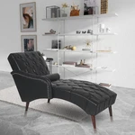 Modern Upholstered Chaise Lounge Chair With Right Armrest Solid Wood Legs Black New. Price: $277.99.