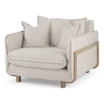 Mercana Roy Ii Cream Fabric Wood Arm Chair In Brown New. Price: $2099.99.