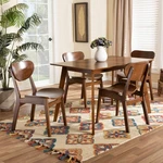 Baxton Studio Katya Walnut Brown 5-PIECE Dining Set New. Price: $724.00.