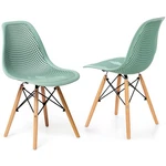 Costway Set Of 2 Plastic Hollow Out Chair Mid Century Modern Wood-leg Seat Green New. Price: $74.99.