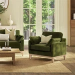 Pemberly Row 36" Farmhouse Accent Chair In Olive Green Performance Velvet New. Price: $656.84.