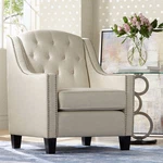 Tivoli Beige Linen Tufted Armchair New. Price: $549.99.