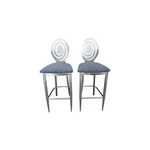 Ethan Allen Radius Bar Stools Brushed Nickel Metal Modern Industrial 13 6430 Used. Price: $875.60.