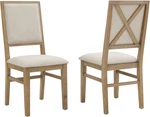 Set Of 2 Joanna Modern Farmhouse Upholstered Dining Chairs, Rustic Brown/creme New. Price: $315.99.