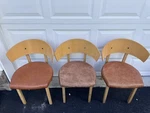 Vintage Ikea Chairs (set 3)BY Niels Gammelgaard 1990 Solid Wood Leather Italy Used. Price: $400.00.