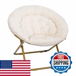 Flash Furniture Gwen Oversize Folding Saucer Chair - Ivory Sherpa Faux Moon New. Price: $132.84.