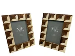 Set Of 2 Noble Excellence 4X6 Wood Inlay Picture Frames Geometric India Used. Price: $34.99.