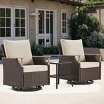 3 Pieces Patio Furniture Set, Wicker Swivel Glider Chairs With Side Table And New. Price: $199.99.