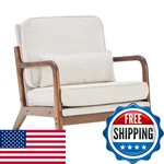 Dumos Mid Century Modern Accent Lounge Chair W/ Arms, Cushion, Wood Frame, Cream New. Price: $134.24.