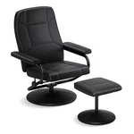 Costway Swivel Pu Leather Lounge Accent Armchair Recliner W/ Ottoman Black New. Price: $159.99.