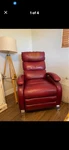 Barcalounger Pegasus Ii Recliner Chair Red Leather Chrome Finish Ergonomic Used. Price: $199.00.
