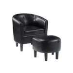 Take-a-seat Churchill Accent Chair With Ottoman In Black Faux Leather Fabric New. Price: $201.99.