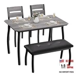Gaomon Dining Table Set For 4, 3-PIECE Wooden Kitchen 2 Chairs + 1 Bench Grey New. Price: $227.75.