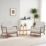 Accent Chair Set Of 2 Mid Century Modern Beige Wooden Frame Dumos Arms Waist New. Price: $299.99.